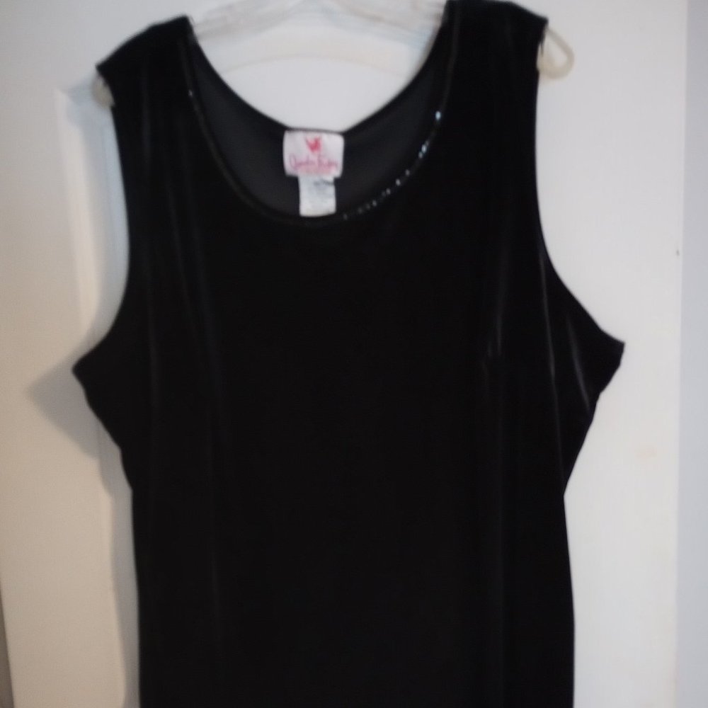 Quacker Factory Black Velvet Sleeveless Top - Size 3X